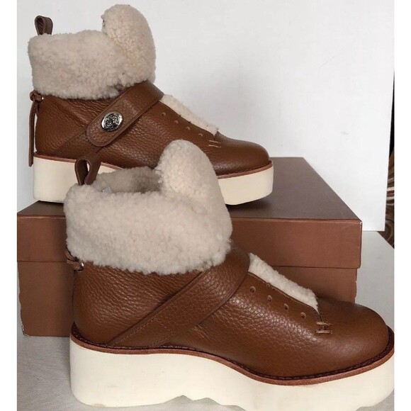 New Coach Q7800 Urban Hiker Shearling PCS Women Boots Size 5 Saddle - Picture 4 of 8